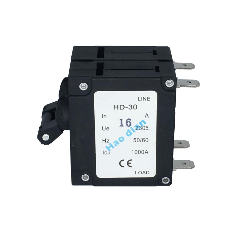 好电塑壳断路器HD-30系2P/16A磁力液压设备保护电磁式断路器插脚