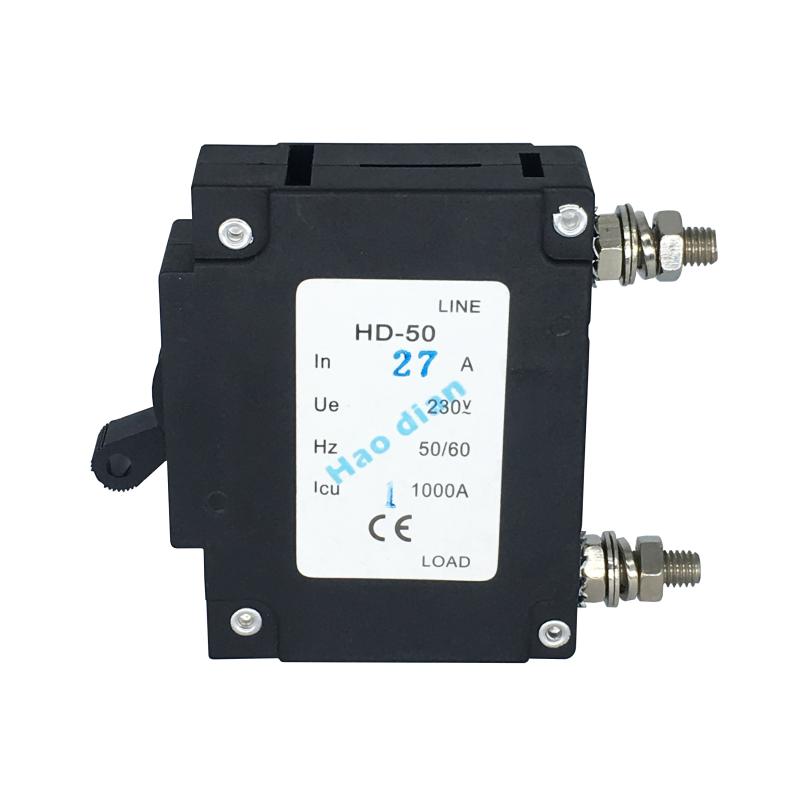 好电塑壳断路器液压式电磁断路器HD-50/1P 27A过载设备保护断路器