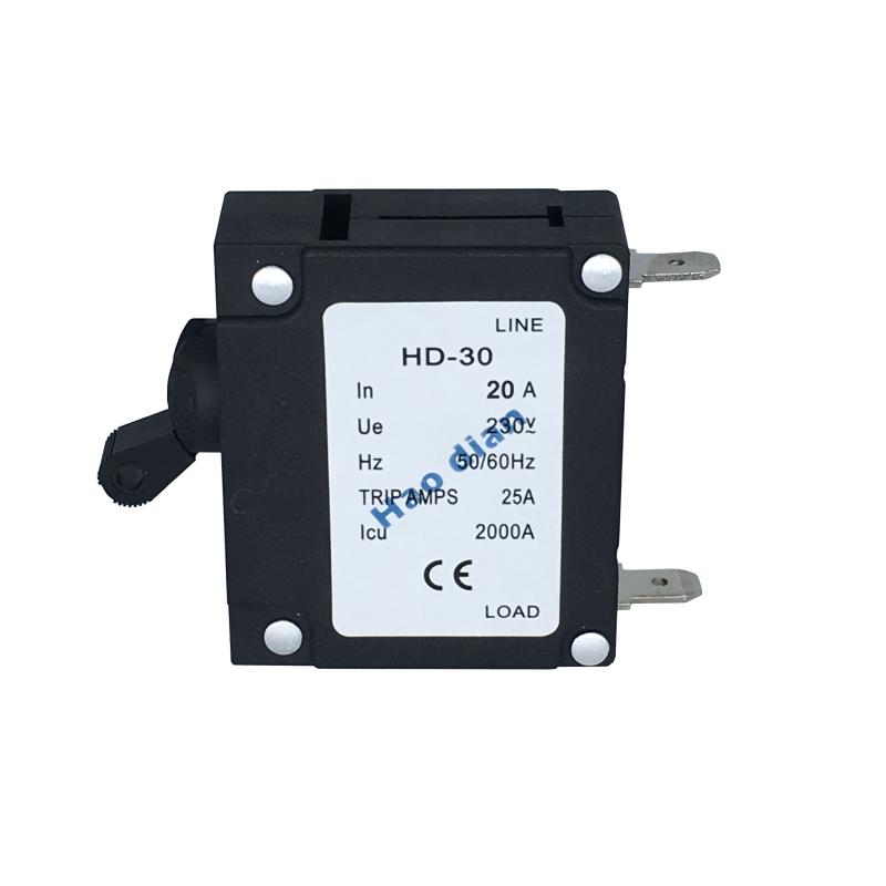 好电保护开关HD-30系1P/20A磁力液压设备保护电磁式断路器插脚
