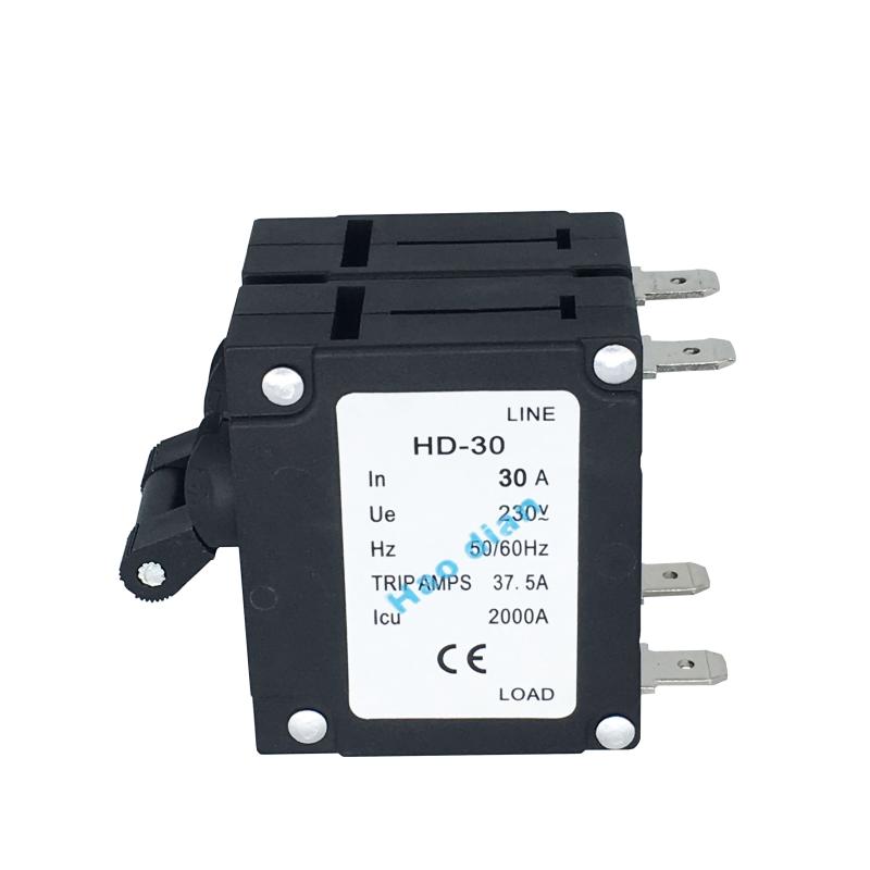 过载保护开关HD-30系2P/30A磁力液压设备保护电磁式断路器插脚