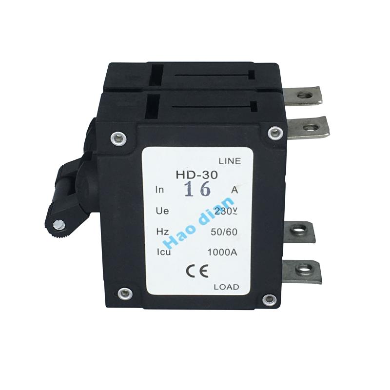 磁力液压电磁塑壳断路器HD-30系2P/16A设备保护电磁式断路器直脚
