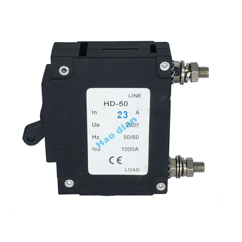 特价电流保护开关液压电磁断路器HD-50/1P 23A过载设备保护断路器