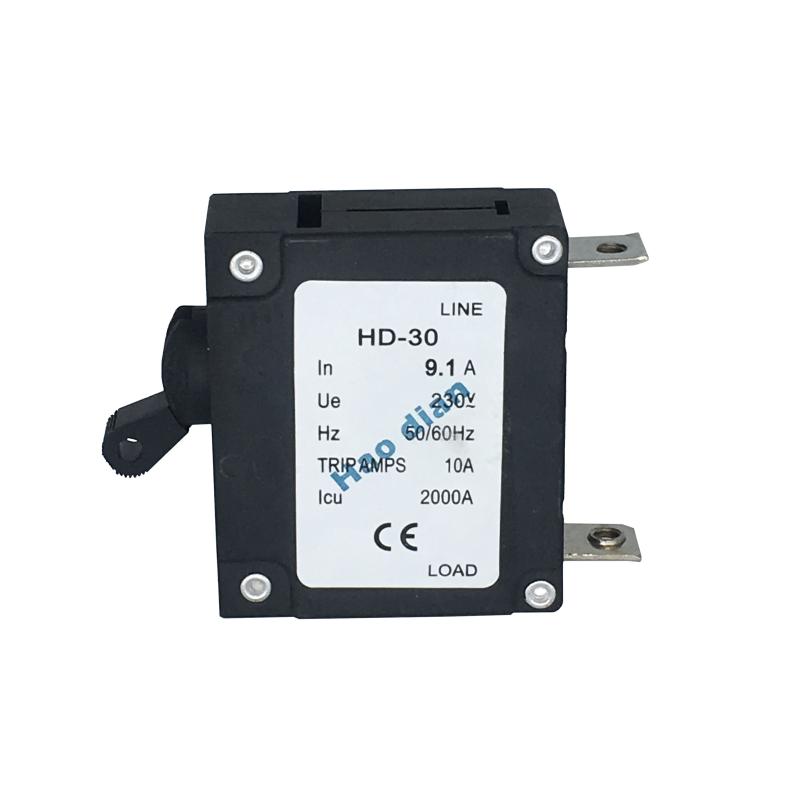磁力液压电磁塑壳断路器HD-30系1P/9.1A磁力设备保护电磁式断路器