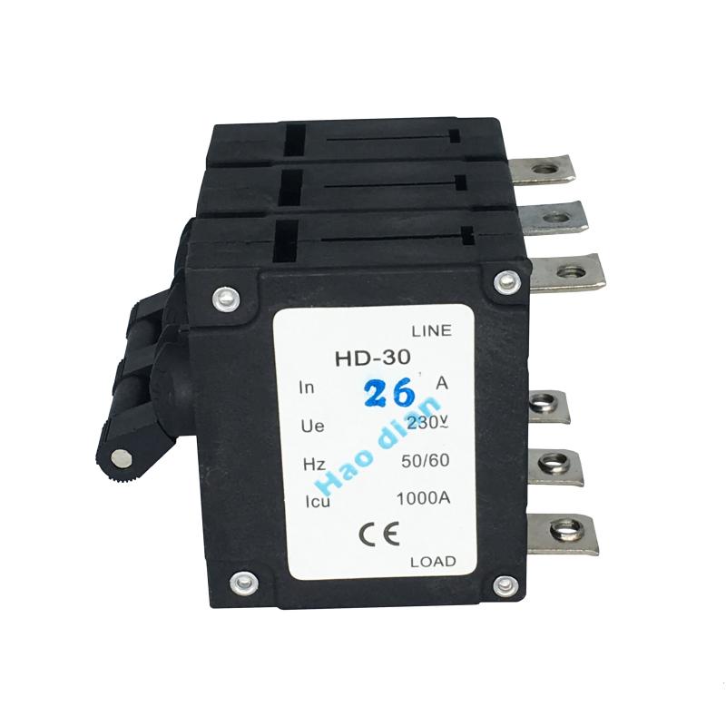 过载保护塑壳断路器HD-30系3P/26A磁力液压设备保护电磁式断路器