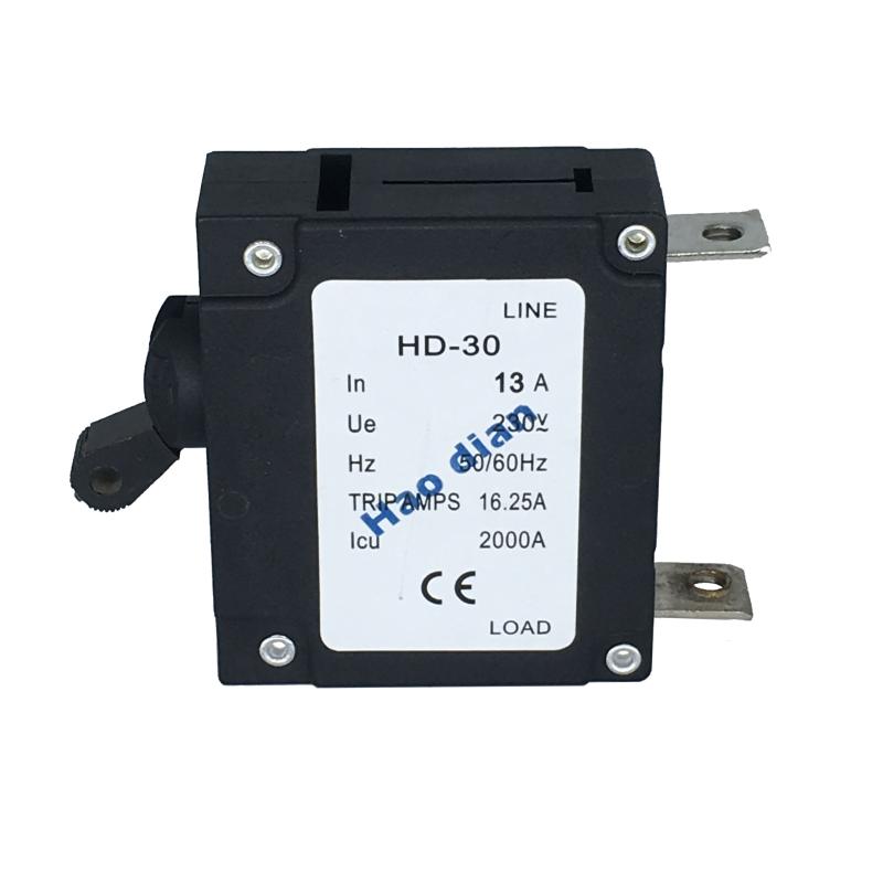 磁力液压电磁塑壳断路器HD-30系1P/13A液压 设备保护电磁式断路器