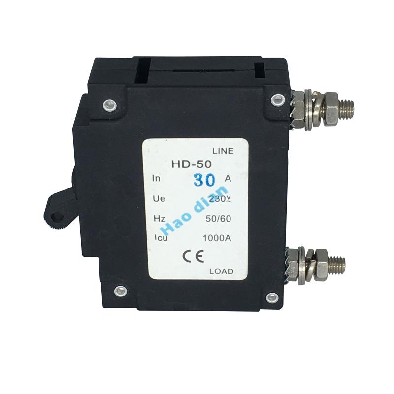 电流保护开关液压式电磁断路器HD-50/1P 30A过载设备保护断路器