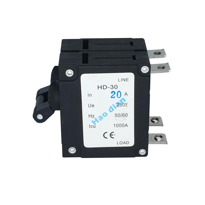 磁力液压电磁塑壳断路器HD-30系2P/20A设备保护电磁式断路器直脚