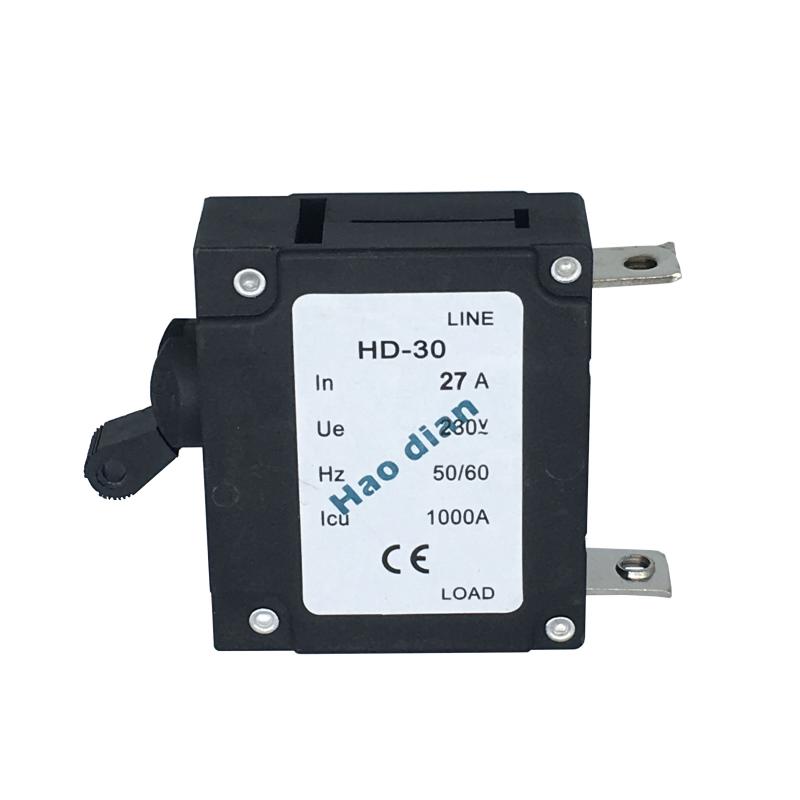 磁力液压电磁塑壳断路器HD-30系1P/27A 设备保护电磁式断路器